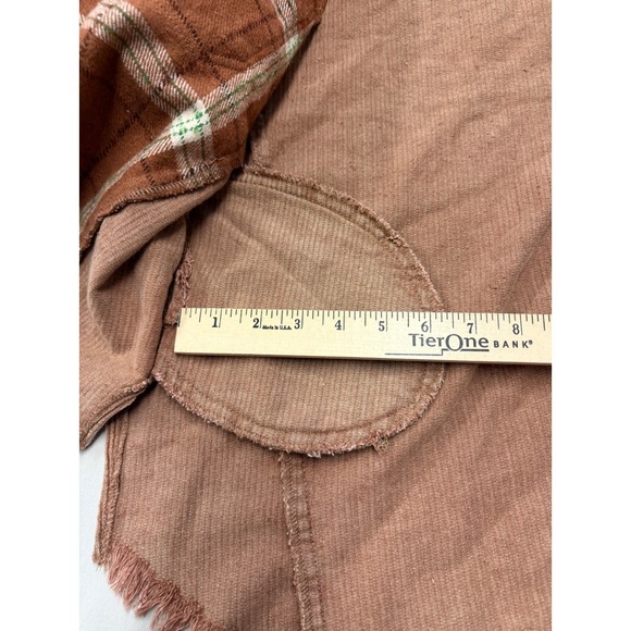 Fantastic Fawn Plaid Corduroy Shacket Oversized Button Up Shirt Jacket Women S - Picture 10 of 12
